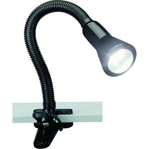 LED Klemlamp - Trion Fexy - E14 Fitting - Glans Zwart - Kunststof