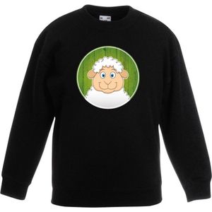 Kinder sweater zwart met vrolijke lammetje print - lammetjes trui - kinderkleding / kleding 170/176