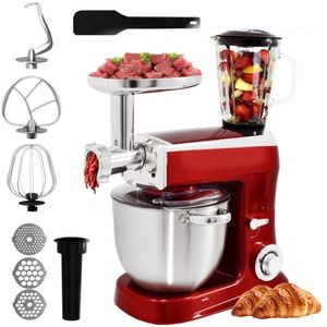 Royalty Line® PKM2100BG 3 in 1 Keukenmachine - 7.5 L Keukenrobot - Krachtig 2100W Foodprocessor - Keukenmixer Met Blender & Vleesmolen - Rood
