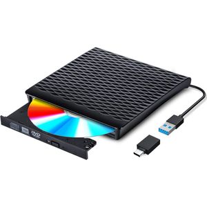 Draagbare Externe DVD Speler voor Laptop - DVD Burner - USB 3.0 met Type-C draagbare - Plug and Play - Laag Geluidsniveau - Smart Superdrive