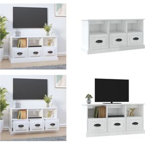 vidaXL Tv-meubel 100x35x50 cm bewerkt hout hoogglans wit - Tv-kast - Tv-kasten - Tv-meubel - Hifi-meubel