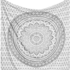 Populair handwerk Wandtapijt Ombre Hippie Mandala Boheemse Hippie Indiase wandtapijt sprei 140 cm x 152 cm zilver