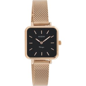 OOZOO Vintage Classics - rosé goudkleurige OOZOO horloge met rosé goudkleurige metalen mesh armband - C10972