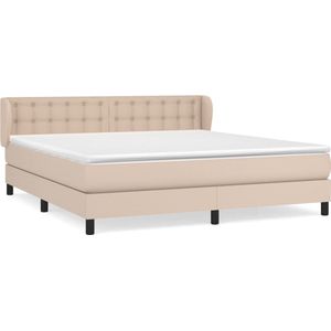 vidaXL - Boxspring - met - matras - kunstleer - cappuccinokleurig - 180x200 - cm