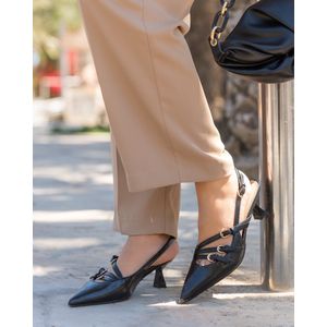 Dames Pumps - Zwart - Imitatieleer - Maat 38 - Hakken