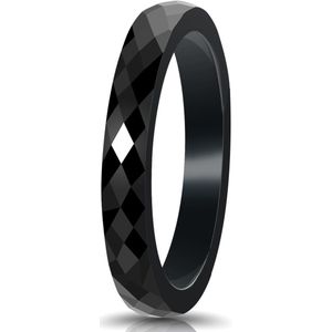 Zwarte keramische ring hamerslag patroon Mauro Vinci® - Ring zwart met geschenkverpakking maat 8