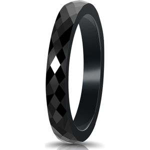 Zwarte keramische ring hamerslag patroon Mauro Vinci - Ring zwart met geschenkverpakking maat 8