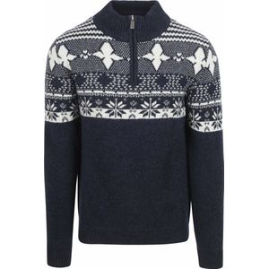 Suitable Odde Half Zip Trui Wolblend Navy - Maat L - Heren - Schipperstrui