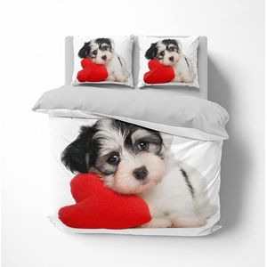 beddengoed voor kleine honden, dekbedovertrekset 135 x 200 cm + kussensloop 80 x 80 cm, omkeerbaar beddengoed, 2-delig, met ritssluiting