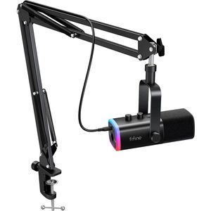 Fifine - AM8T - USB / XLR Studio microfoon - PC-Gaming Met Flexibele Arm ( 66cm! ) - Geschikt voor PC/PS4/PS5 - RGB - Podcast - Gaming - Streaming - Zwart