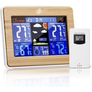 Equivera Weerstation Binnen en Buiten - Hygrometer - Thermometer - Digitaal voor Binnen en Buiten - Luchtvochtigheidsmeter - Geavanceerde Versie