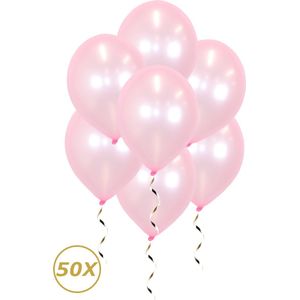 Roze Helium Ballonnen Gender Reveal Versiering Feest Versiering Ballon BabyShower Metallic Roze - 50 Stuks