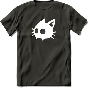 Cat Head - Katten T-Shirt Kleding Cadeau | Dames - Heren - Unisex | Kat / Dieren shirt | Grappig Verjaardag kado | Tshirt Met Print | - Donker Grijs - S