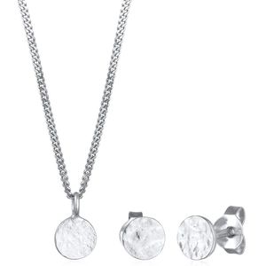 Elli Dames Sieraden Set Dames hanger plaatje set oorsteker in 925 sterling zilver