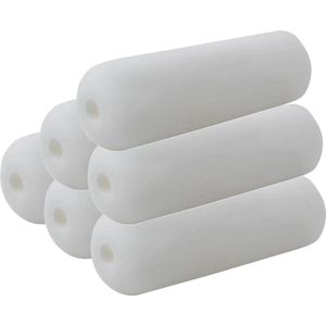 Voordelige verfrollers/lakverfrollers extra fijn - 6x stuks - wit - 10 cm