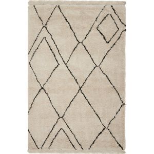Hoogpolig Berber vloerkleed met franjes - Cross Lines - 200x290 - Dikke Kwaliteit - Mrcarpet