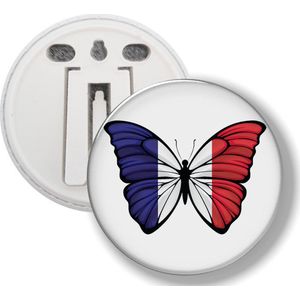 Button Met Clip - Vlinder Vlag Frankrijk