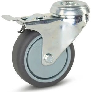 Trolley zwenkwiel geremd met centraal gat - 50mm - 50kg - 4 stuks