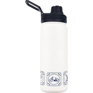Rubytec Shira Drinkfles 550 ml - Thermosbeker - RVS Waterfles - Handige Drinktuit - Lekvrije Drinkdop - Urenlang Koud en Warm Drinken - Lekvrij - BPA-vrij - Wit/blauw