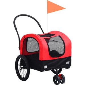 vidaXL-Fietstrailer-en-kinderwagen-2-in-1-rood-en-zwart