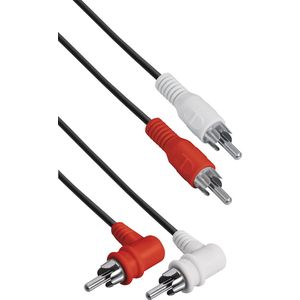 Powteq - 1.5 meter premium composiet audio kabel - 1 kant haakse stekkers - 2 x RCA / 2x tulp - Stereo audio