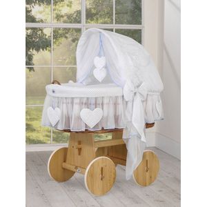 Moses Basket/Rieten kapwieg - Amelie blauwe stippen op wit