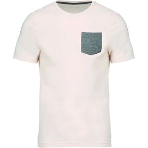 Biologisch T-shirt met borstzakje Kariban Cream/Heather Grijs - XL