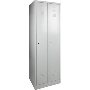ABC Kantoormeubelen industriële locker garderobekast 2- delig deur grijs op de sokkel en opening voor hangoogsluiting (zonder hangslot geleverd)