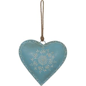 Clayre & Eef Hanger Hart 20x20 cm Blauw Ijzer Woondecoratie