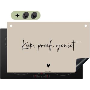 KitchenYeah® Inductie beschermer 85x50 cm - Beige - Quote - Kook, Proef, Geniet - Kookplaataccessoires - Afdekplaat voor kookplaat & Spatscherm achterwand - Inductiebeschermer - Inductiemat - Inductieplaat mat - Keuken decoratie