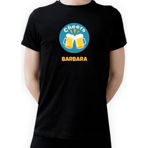 T-shirt met naam Barbara|Fotofabriek T-shirt Cheers |Zwart T-shirt maat S| T-shirt met print (S)(Unisex)