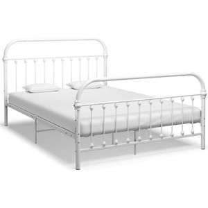 vidaXL - Bedframe - metaal - wit - 120x200 - cm