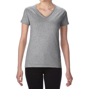 Basic V-hals t-shirt grijs voor dames - Casual shirts - Dameskleding t-shirt grijs XL