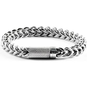 Armband heren glanzend staal Mauro Vinci Milano 8mm - Schakelarmband 20cm rvs gepolijst - Armband gourmet mat - Gevlochten mannen armband - met geschenkverpakking van Mauro Vinci - 20cm