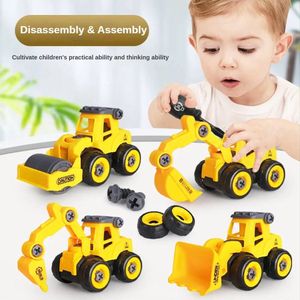 Bouwvoertuigen geel speelgoedset met bijgeleverde schroevendraaier - bouwset kinderspeelgoed - educatief speelgoed