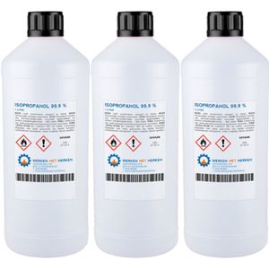 Isopropanol 99,9% Zuiver - 3 x 1 Liter - IPA - Isopropyl alcohol