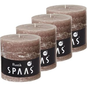 SPAAS Kaarsen - Taupekleurige Rustieke Kaarsen 100/100 mm - Stompkaars - Set van 4 Stuks - ± 75 Branduren - Voordeelverpakking