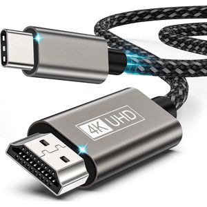 TOJ USB C Naar HDMI Kabel / Adapter - HDMI Switch - 4K@60Hz - 1.8 meter - Aluminium