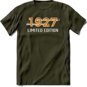 1927 Limited Edition T-Shirt | Goud - Zilver | Grappig Verjaardag en Feest Cadeau Shirt | Dames - Heren - Unisex | Tshirt Kleding Kado | - Leger Groen - XL