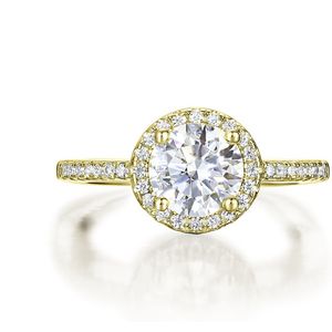 Seraphina - 18k Geelgouden Moissanite Halo Verlovingsring - 3 karaat.