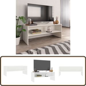 vidaXL Tv-meubel - 100x40x40 cm - Bewerkt hout - Wit Tv-meubel - Vintage Meubels - Houten Tv-stand - Witte Tv-kasten - Salontafel