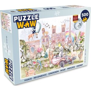 Puzzel Parijs - Regenboog - Kinderen - Roze - Meisjes - Dieren - Legpuzzel - Puzzel 500 stukjes