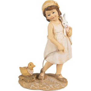 Clayre & Eef Beeld Meisje 15 cm Beige Polyresin