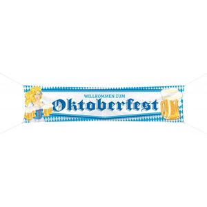 banner Oktoberfest 180 x 40 cm polyester blauw/wit