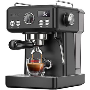 HiBREW H10A Semi Automatisch Espresso Koffiezetapparaat, 19 Bar Druk, Melkopschuimer, Temperatuur Instelbaar, 350ml Kan - Adamantine Zwart