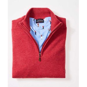 Osborne Knitwear Windstopper trui met halve rits heren - Sweater heren in Lamswol - Pullover Heren - Rouge - Voering met golfprint - XL
