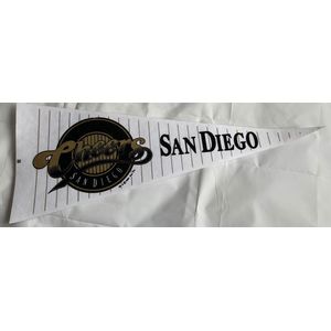 USArticlesEU - Cheers San Diego - Californie - Mancave - Muurdecoratie - Vaantje - Bar - Pub - Sportvaantje - Wimpel - Vlag - Pennant -Gestreept/Goud/Wit/Zwart - 31 x 72 cm