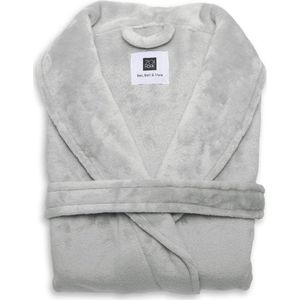 Heerlijk Zachte Unisex Fleece Badjas Lang Model Licht Grijs | M | Comfortabel En Luxe | Met Ceintuur, Zakken En Kraag