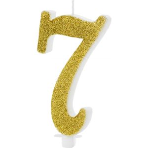 Partydeco - Verjaardagskaars 7 Glitter Goud