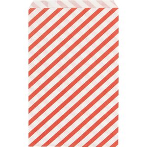 Papieren zakken rood gestreept - 10 stuks - 16 x 24 cm - inpakken - trakteren